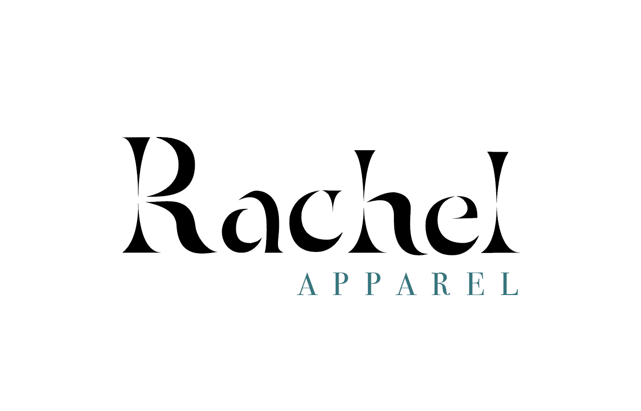 Rachel Apparel business card with hand-lettered typography